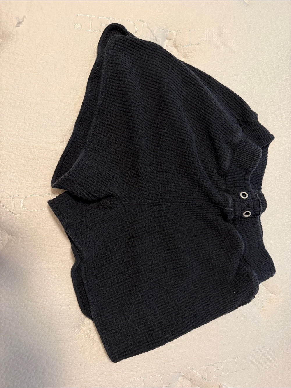 aerie Black Waffle Knit Lounge Shorts